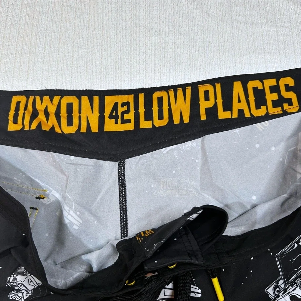 DIXXON Low Places Board Shorts Men 42 XXL Black Lowrider Classic Car Swim Trunks